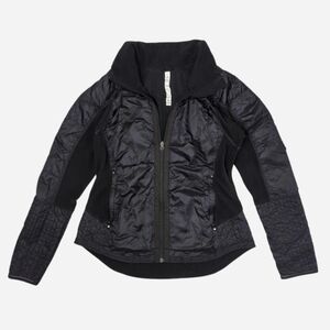 Lululemon black fleece and puffer jacket Size 12 Hoodie. Removable Hood